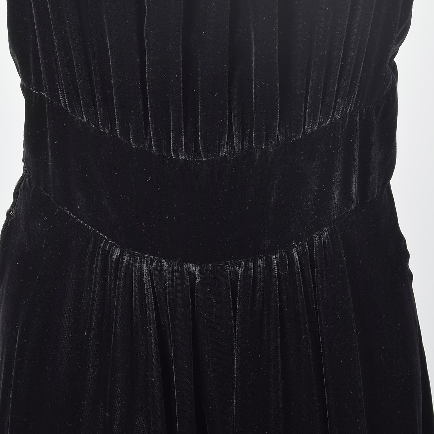 1930s Black Velvet Dress with Full Skirt