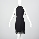 1980s Victor Costa Black Halter Dress
