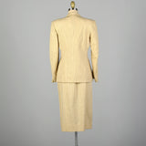 Small 1940s Cream Striped Skirt Suit