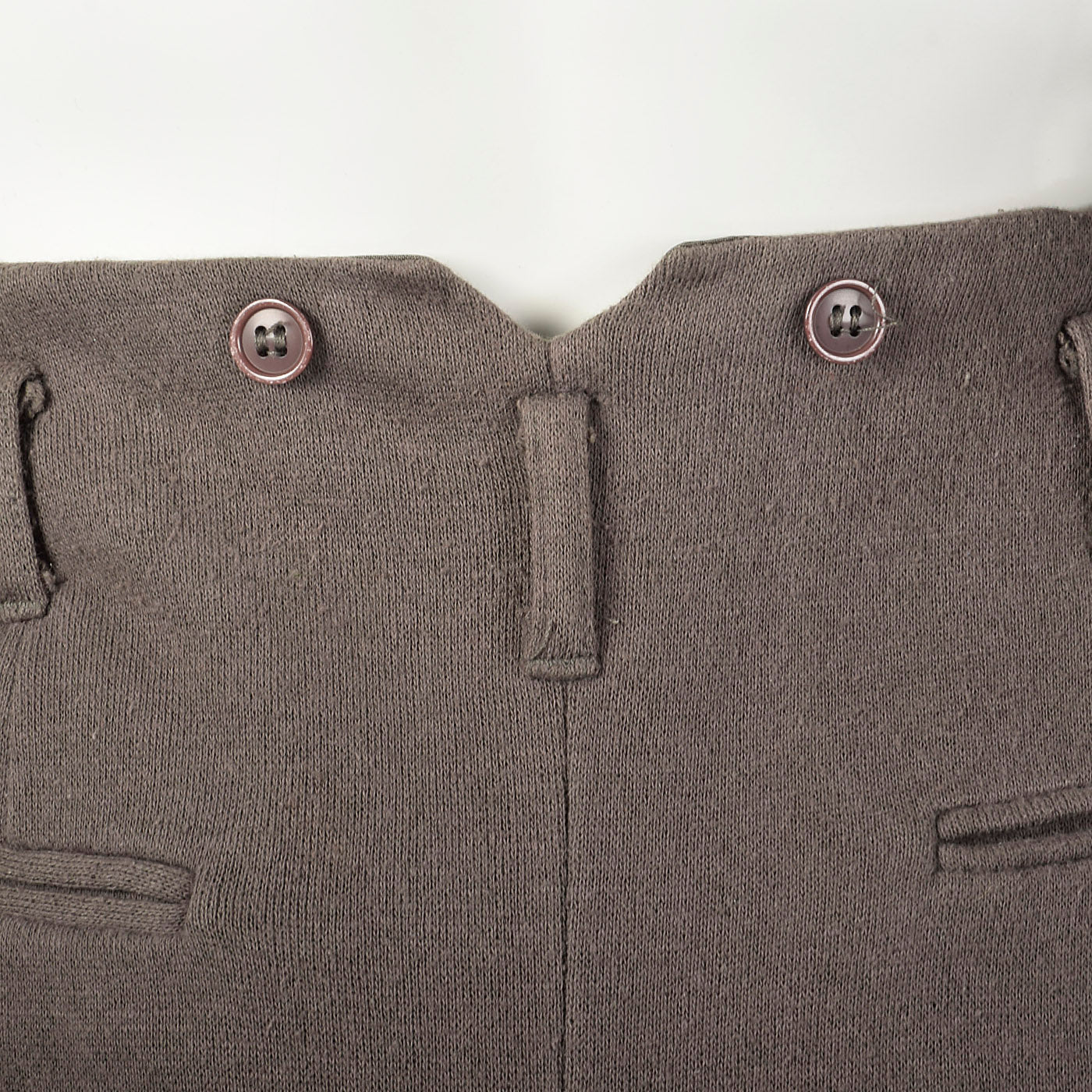 1980s Norma Kamali Gray Knit Pants with Suspender Buttons