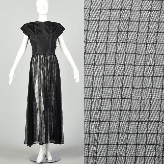 Medium 1940s Dress Black Sheer Sexy Goth Little Black Dress