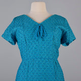 1960s Aqua Blue Ribbon Dress
