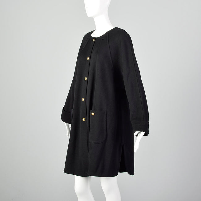 Arlette Nastat Black Oversized 1980s Knit Cardigan Dress