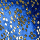 Medium 1980s Blue Velvet Cocktail Dress Long Sleeve Gold Eyelash Lame