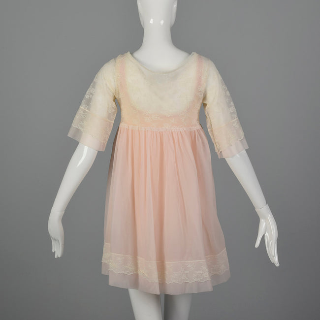 1960s Pink Babydoll Nightgown with Matching Peignoir