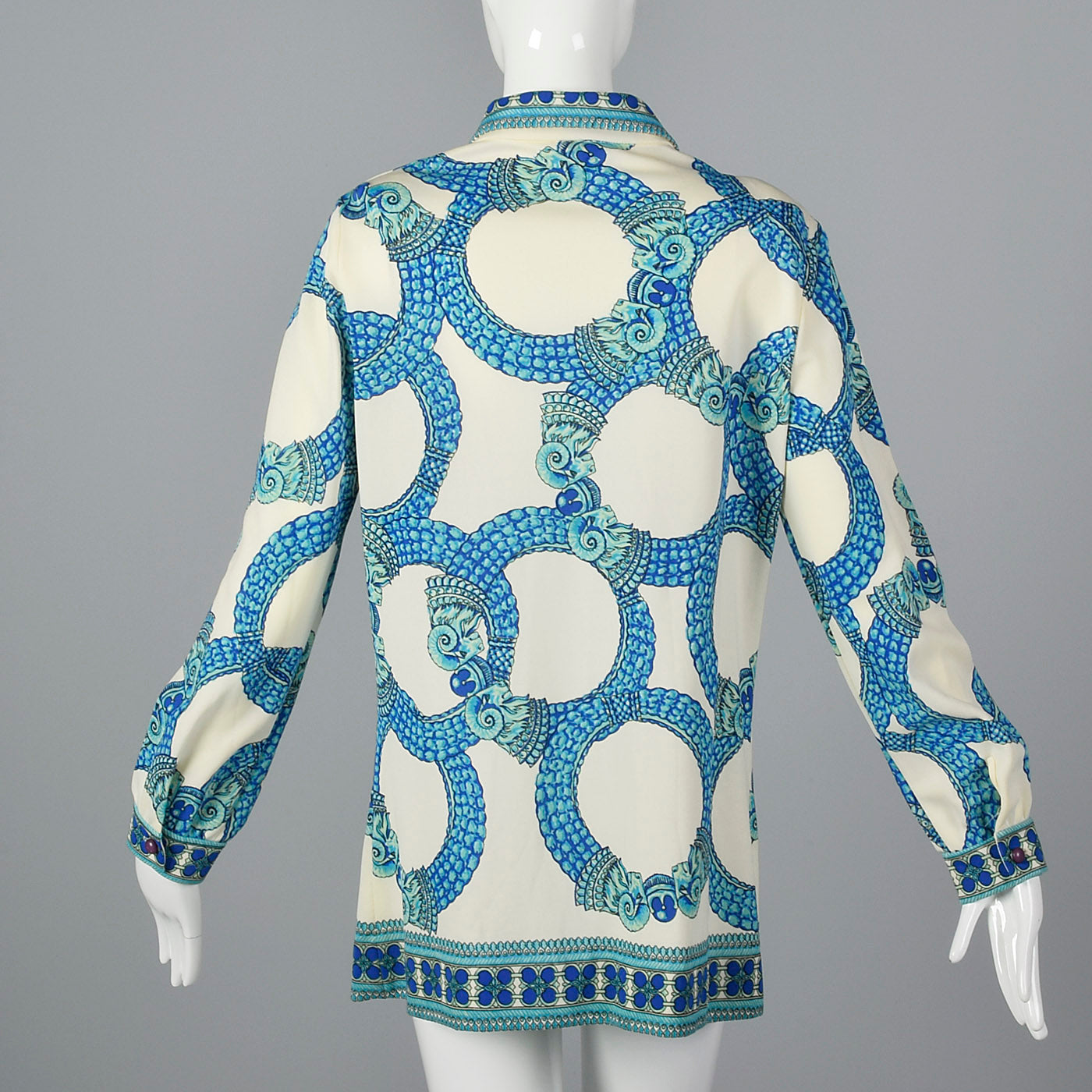 1970s Mr. Dino Signature Print Button Up Tunic