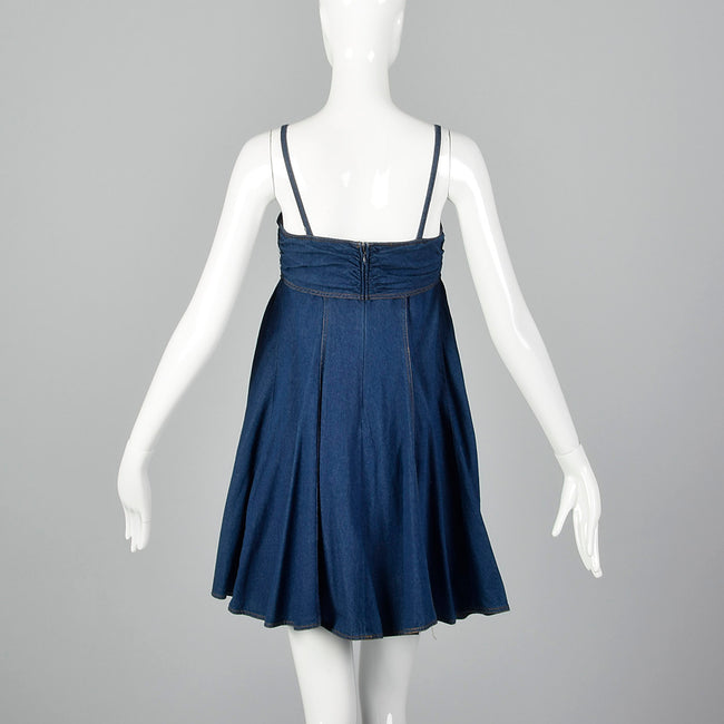 1990s DKNY Denim Babydoll Mini Dress