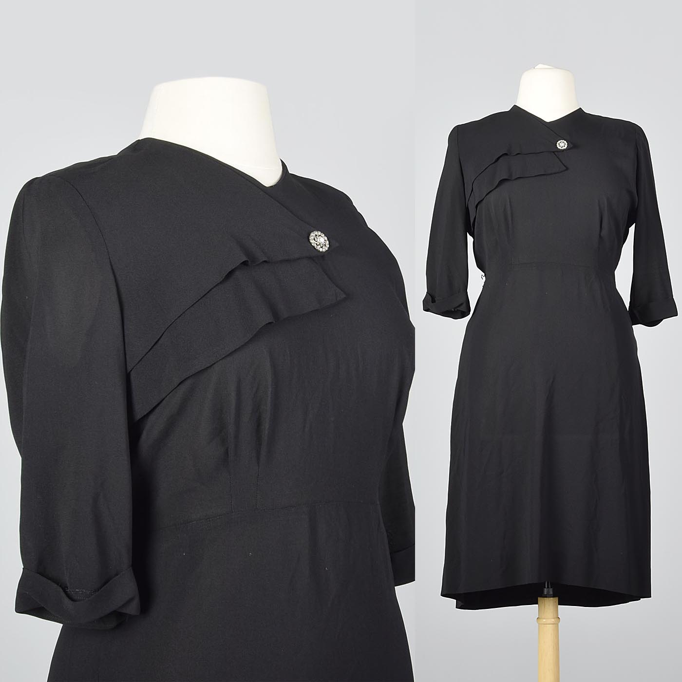 1950s Black Dress With Asymmetric Neckline