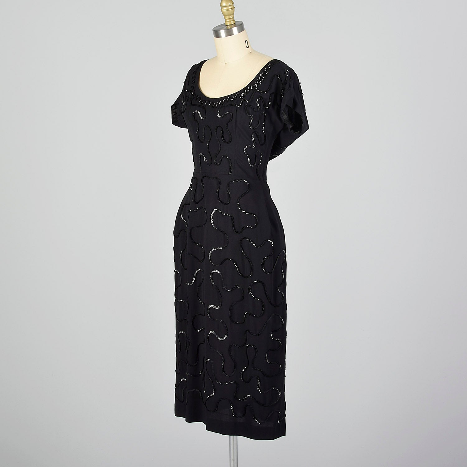 Medium 1950s Sequined Little Black Dress