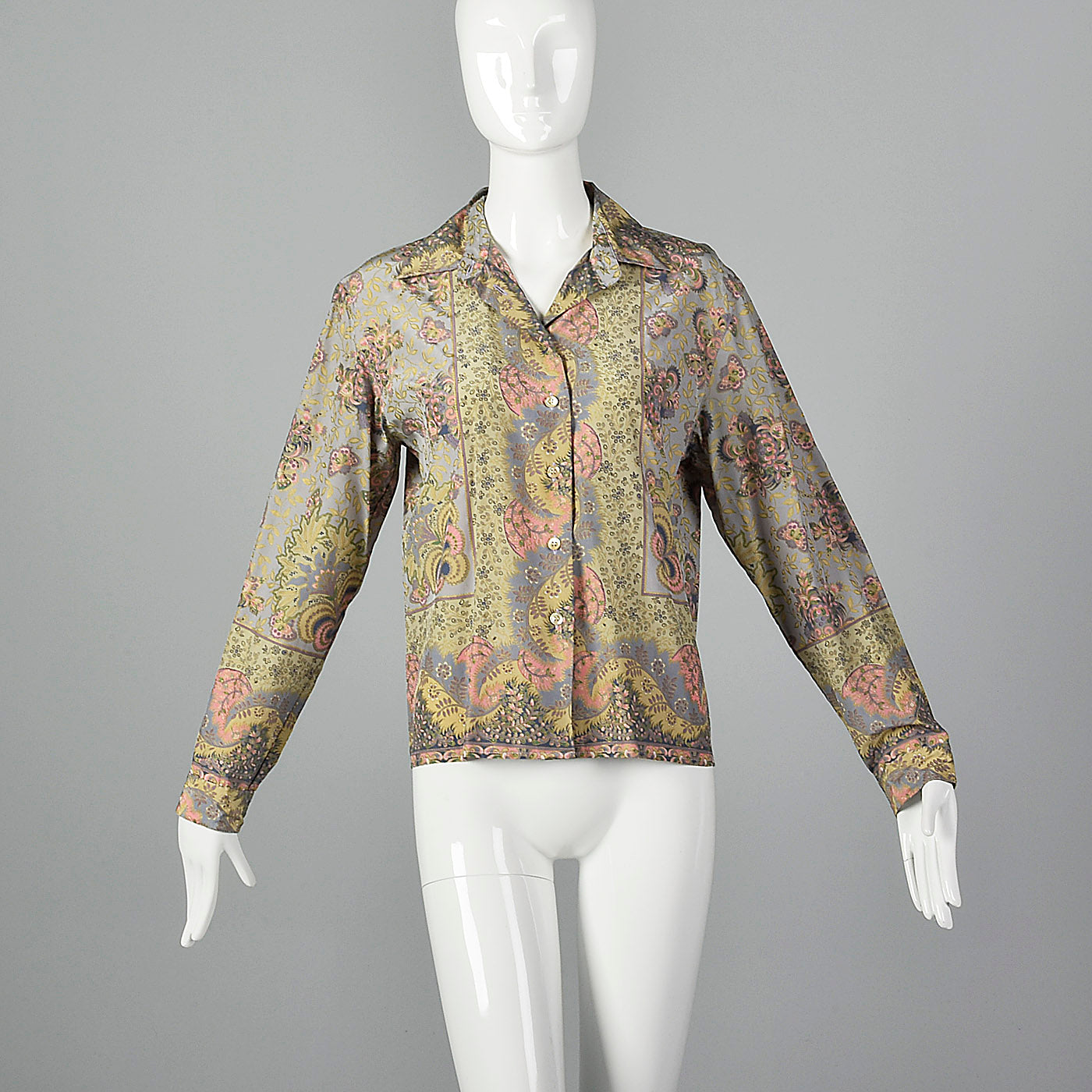 1970s Byblos Floral Silk Blouse