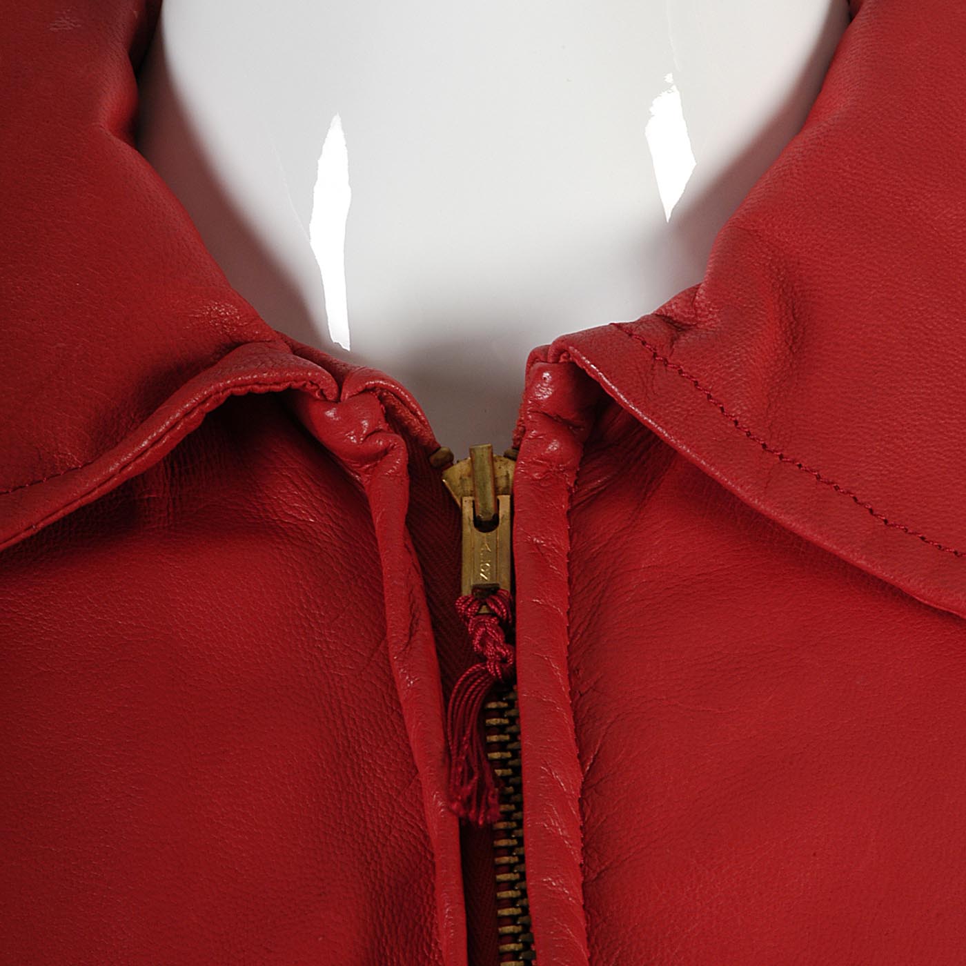 1960s Bright Lipstick Red Leather Jacket