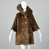 1950s Faux Fur Leopard Print Swing Coat