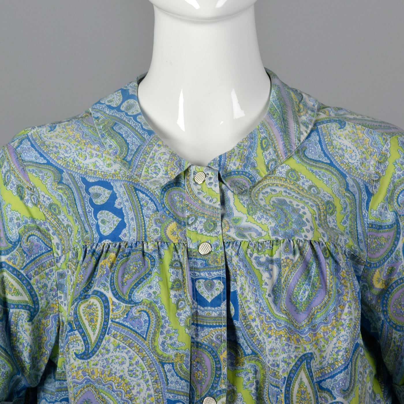 1960s Paisley Print Cotton House Dress
