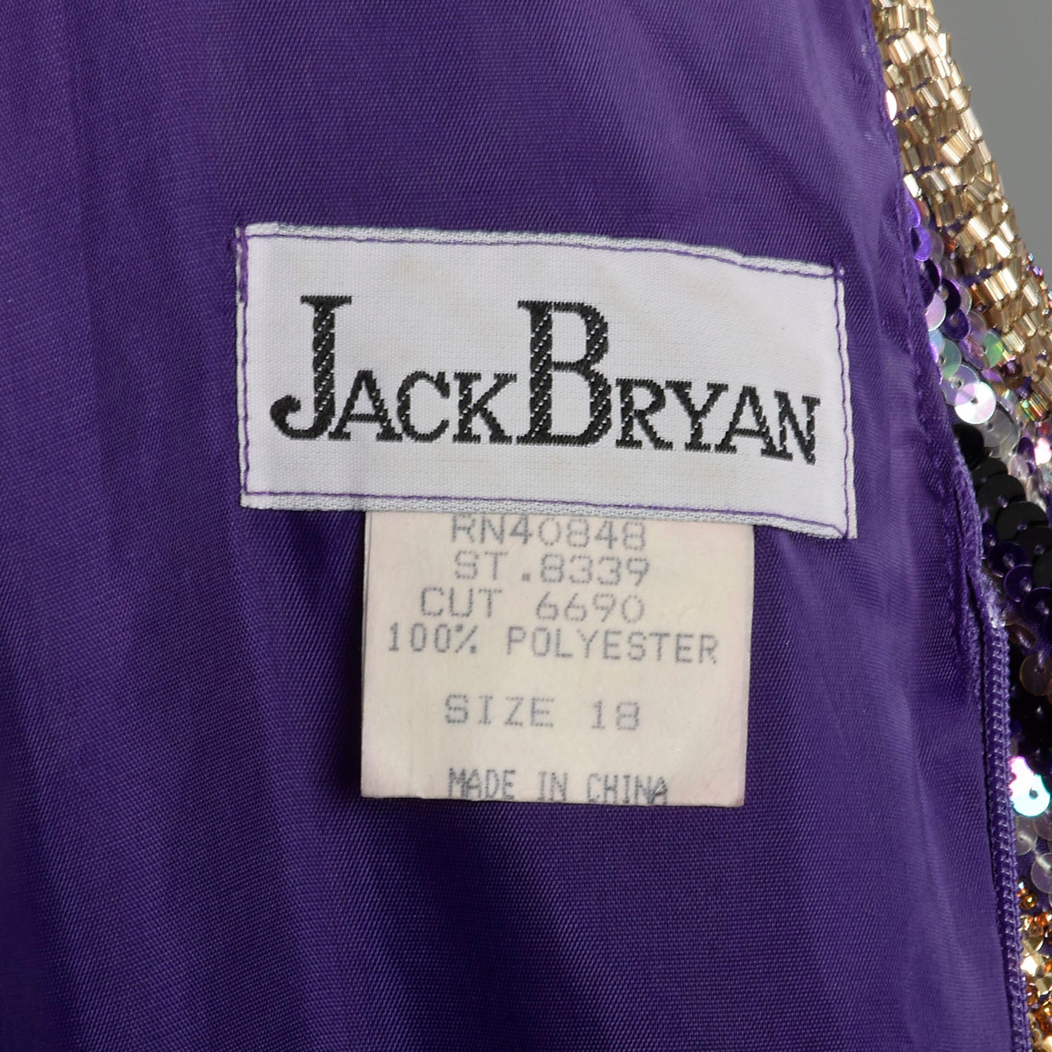 Jack Bryan Purple Formal Dress Long Sleeve Beaded Evening Gown