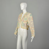 Medium 1980s Diane Freis Beaded Lace Jacket Spring Pastel Bolero