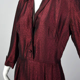 1950s Red and Black Sharkskin Plisse Dress