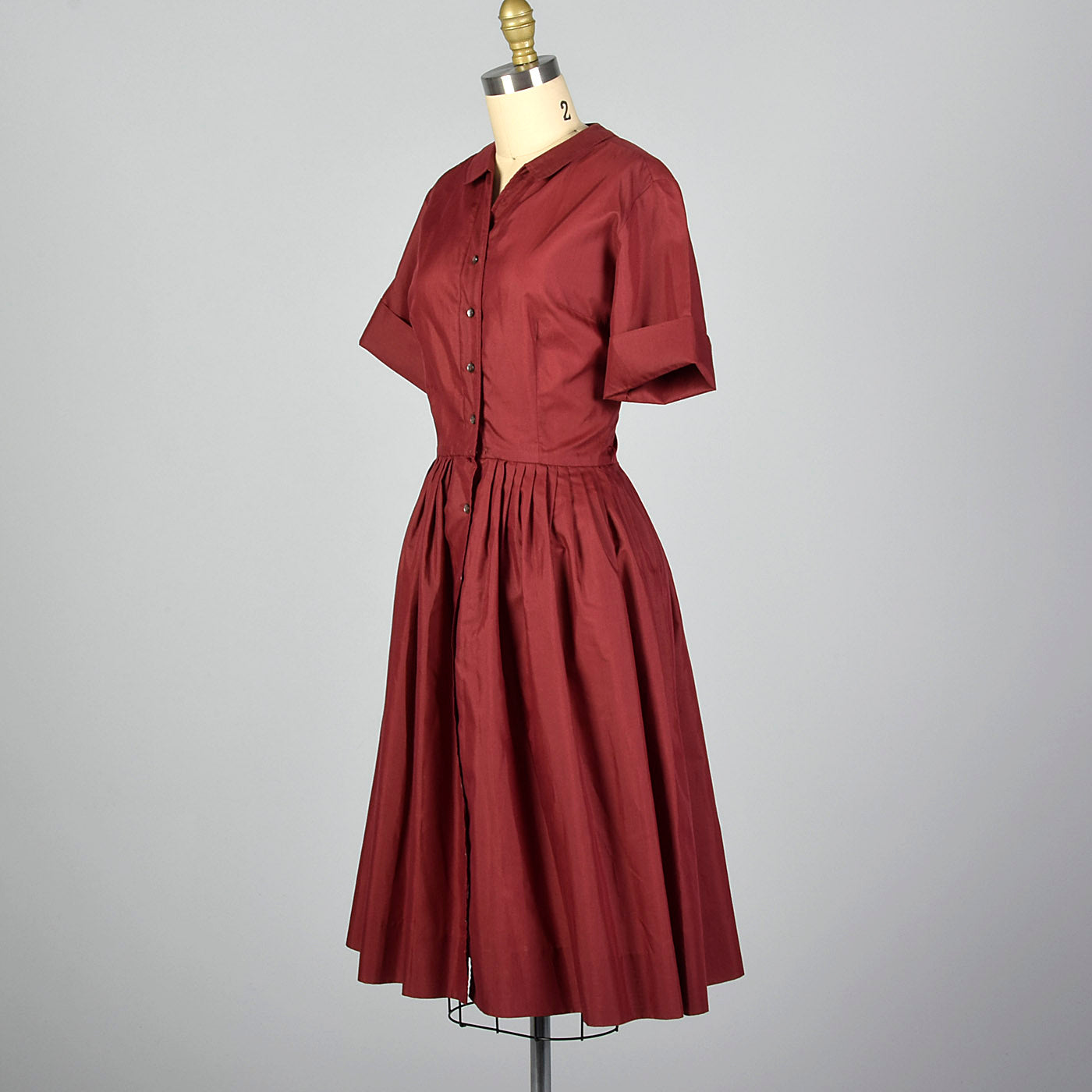 1960s Burgundy Shirt Dress
