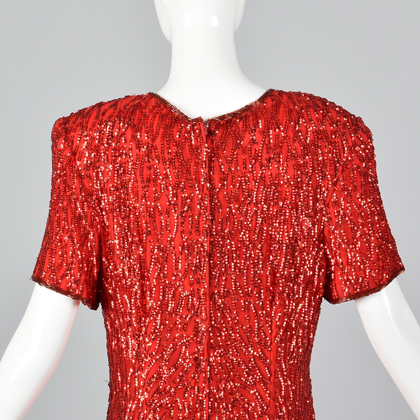 1980s Red Sequin Party Dress