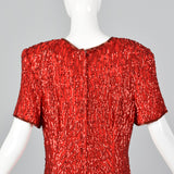 1980s Red Sequin Party Dress