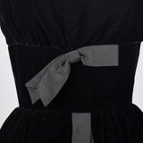 1950s Suzy Perette Little Black Velvet Dress with Dramatic Overskirt