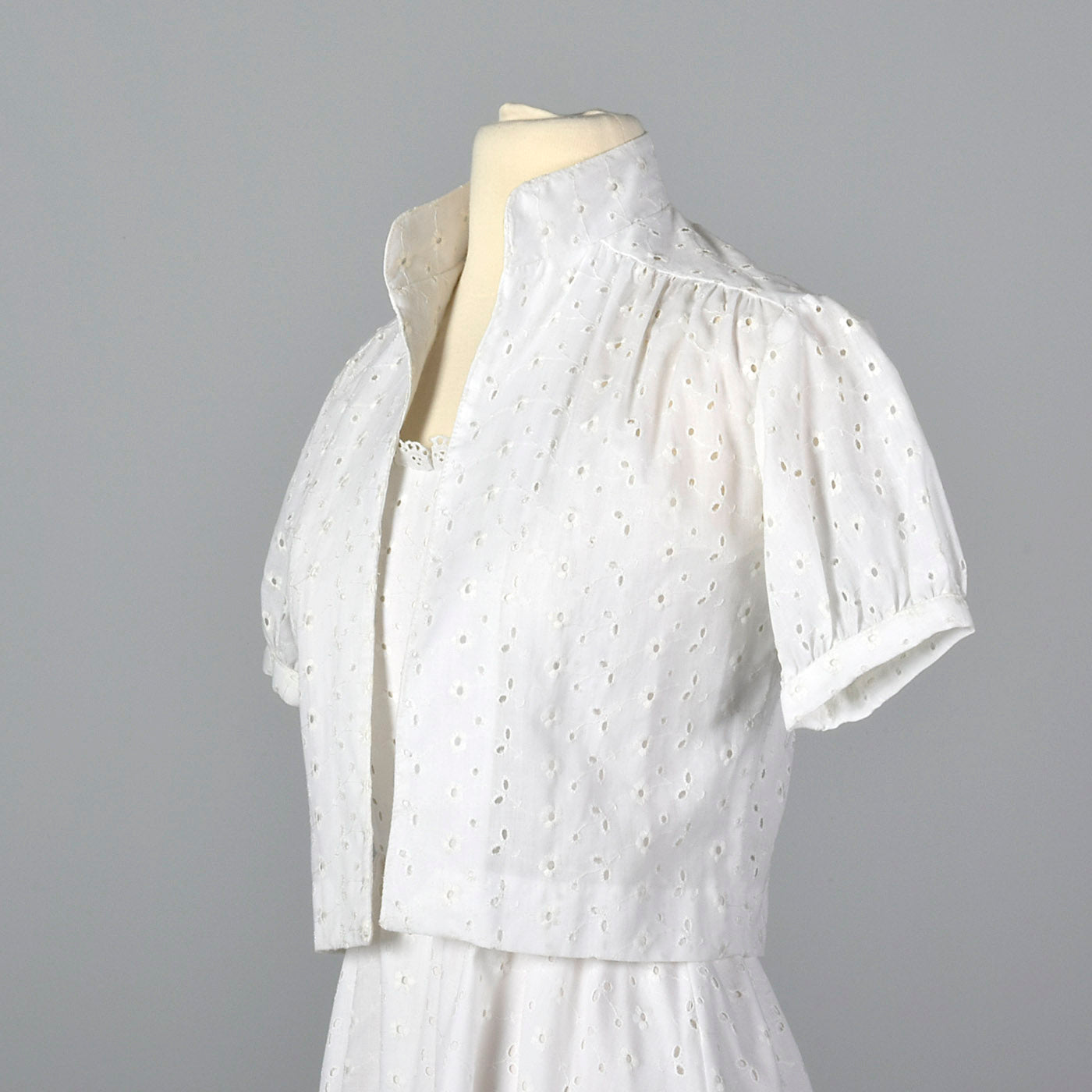 1960s Lanz White Eyelet Dress with Jacket