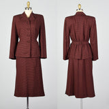 1940s Red and Black Check Skirt Suit