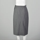 Medium 1950s Gray Wool Skirt with Dove Gray Details