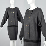 1980s Ferragamo Gray Sweater Dress with Signature Buttons