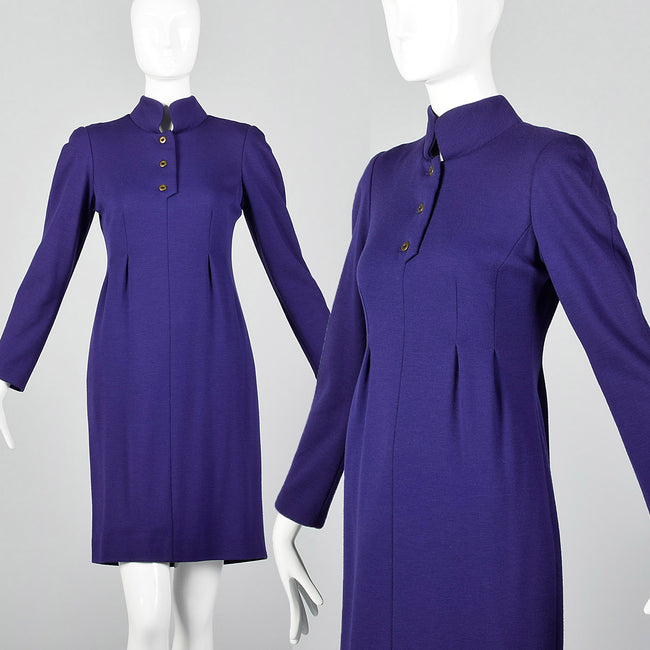 1980s Geoffrey Beene Purple Knit Dress