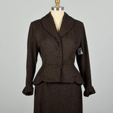 Medium 1950s Lilli Ann Skirt Suit Brown Wool Peplum Jacket Hourglass