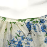 1970s Blue Floral Maxi Dress with Cold Shoulders