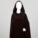 Medium 1970s Cape Brown Velvet Hooded Cloak Winter Autumn