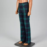 1970s Mens Deadstock Plaid Bell Bottom Pants