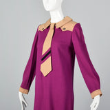 Mary Quant Knit Shift Dress with Menswear Style Necktie