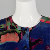 Large Escada 1980s Abstract Print Silk Blouse