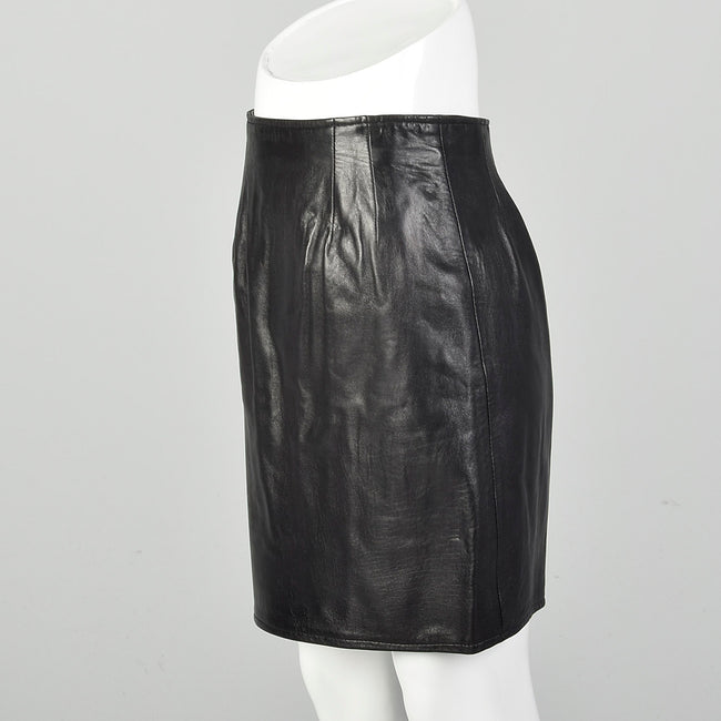 XS Black Leather Mini Skirt