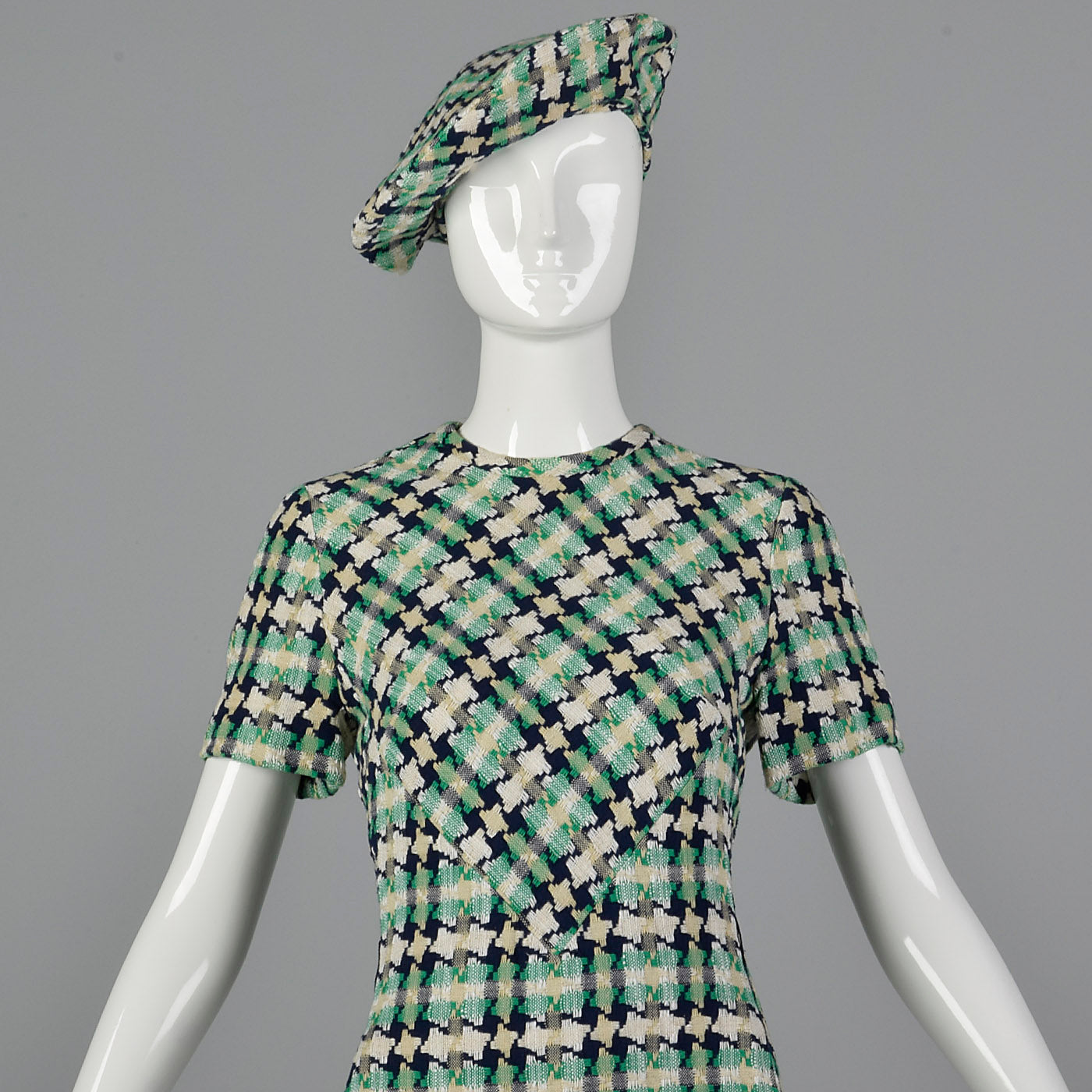 1960s I. Magnin Tweed Dress with Matching Jacket, Scarf, and Beret