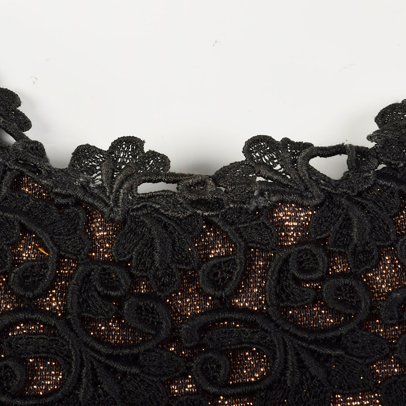 1960s Bronze Lurex Dress with Black Lace Overlay