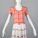 1940s Long Day Dress with Scallop Details