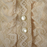 1970s Lace Blouse with Tuxedo Ruffle Front