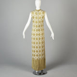 1970s Balmain Maxi Dress in Cream and Gold Lurex