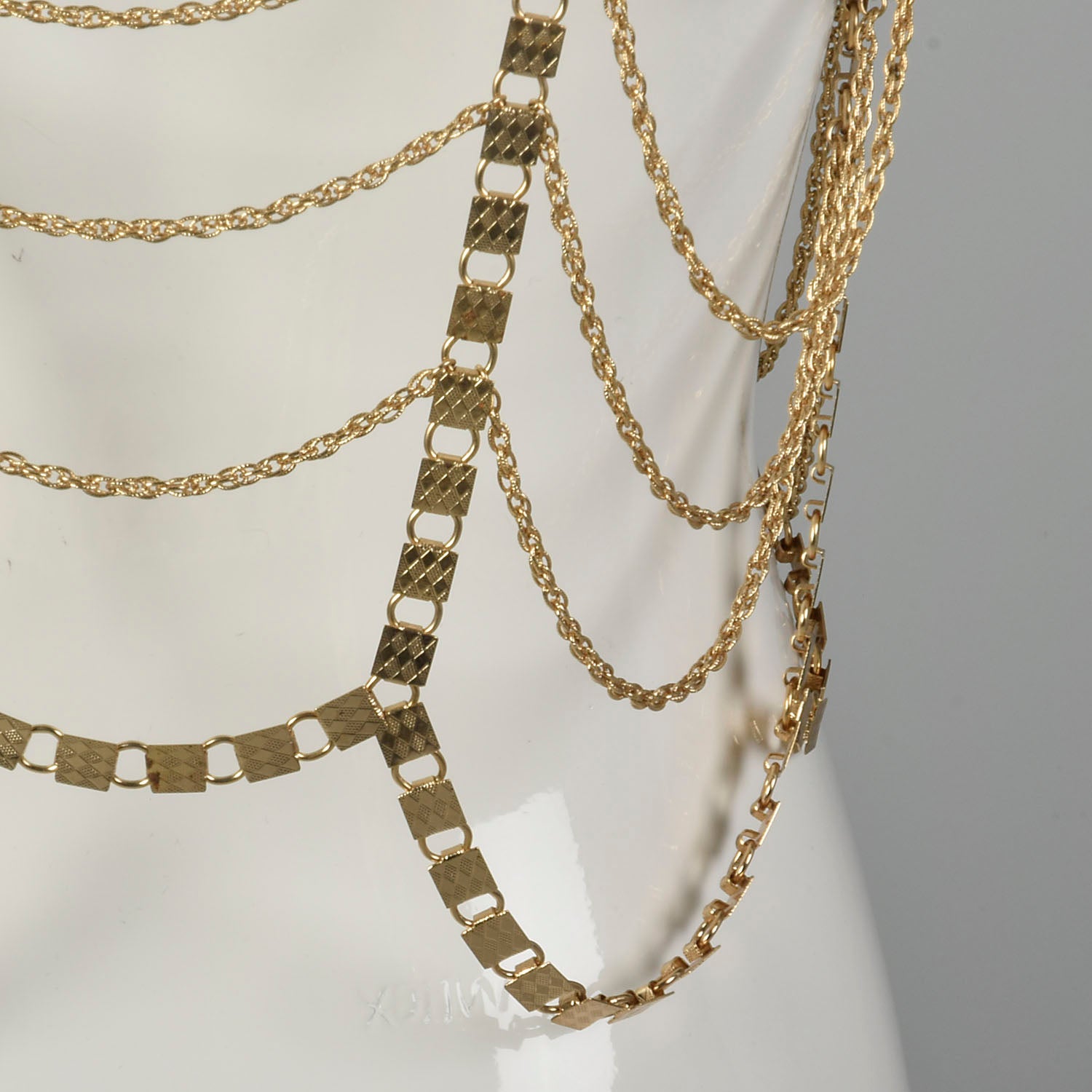 OSFM 1970s Trifari Chain Vest Gold Tone Sexy Fetish Jewelry