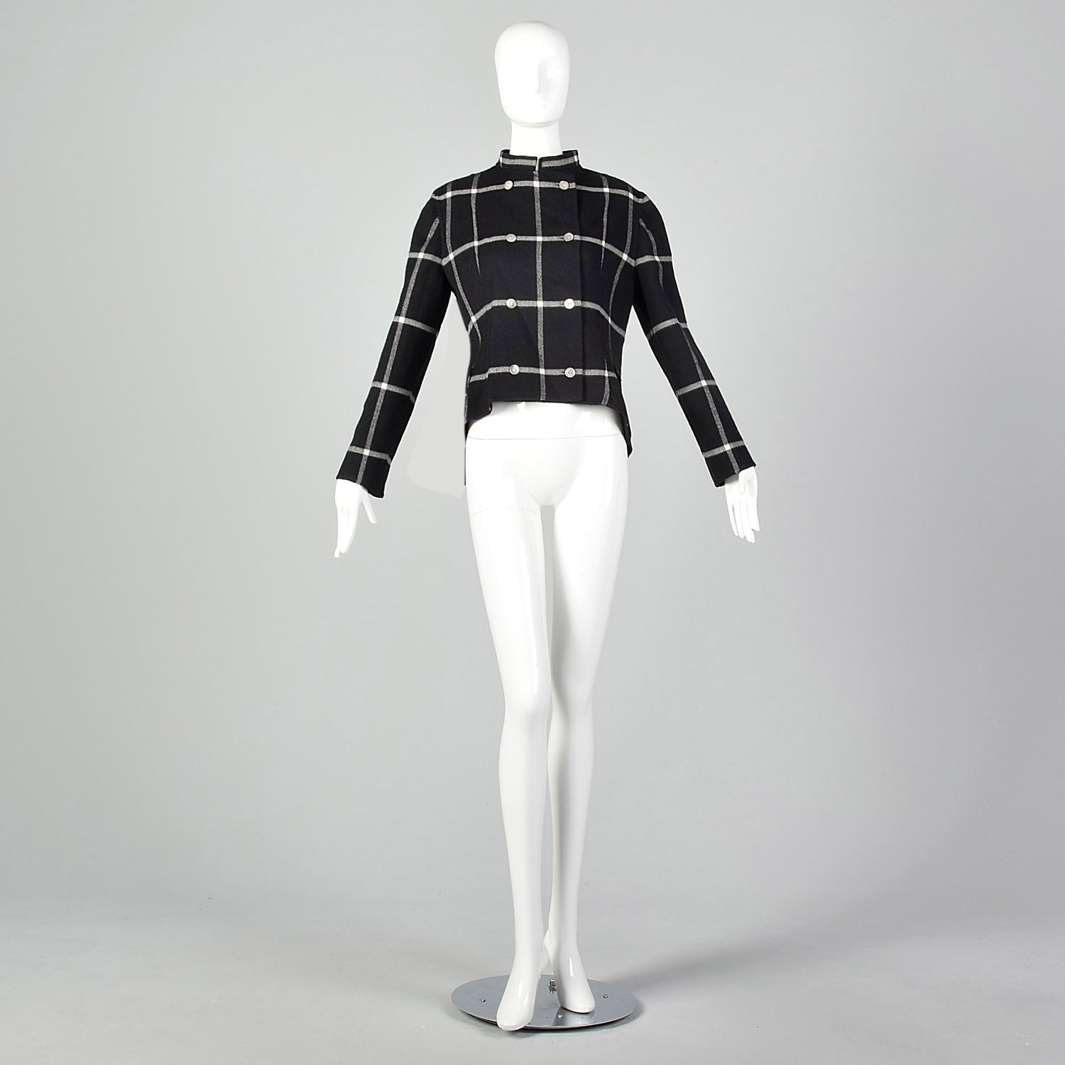 Medium Geoffrey Beene Black Check Swing Jacket