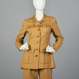 1970s Khaki Safari Pant Suit