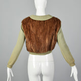 1950s Green Knit and Mink Sweater