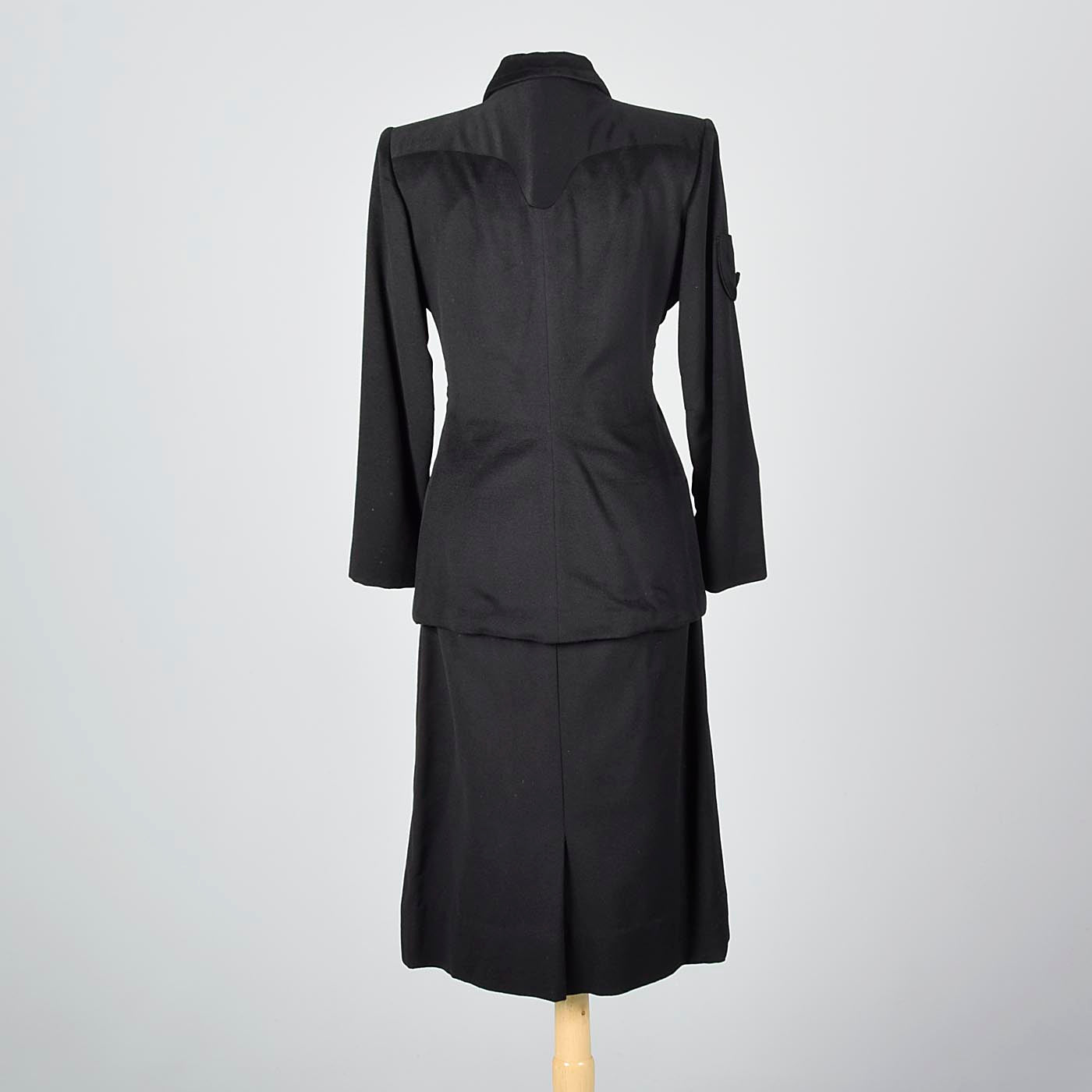 1940s Black Cashmere Skirt Suit
