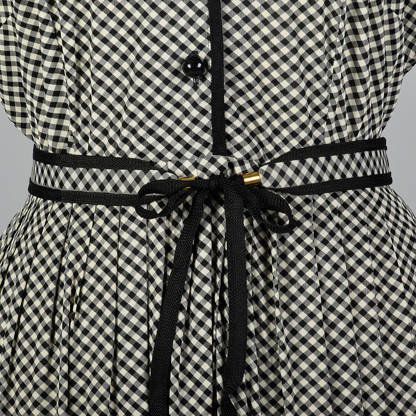 1950s Black and White Gingham Dress