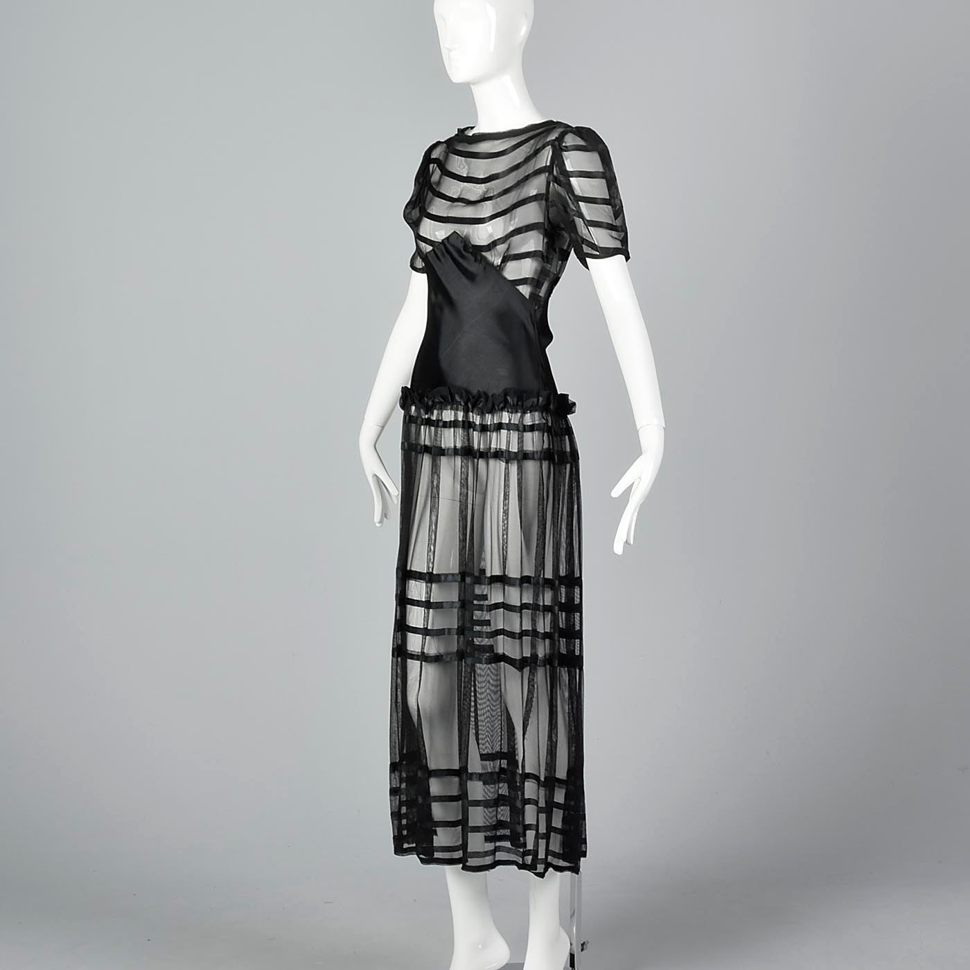 1930s Sheer Black Mesh Dress