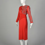 1980s Rose Taft Red Evening Dress