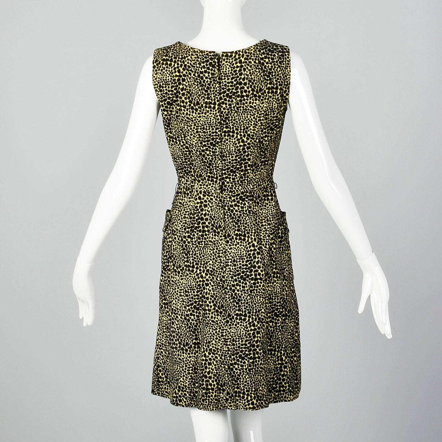 XS 1960s Animal Print Corduroy Dress